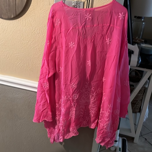 Johnny Was Pink Embroidered Blouse - Picture 4 of 4